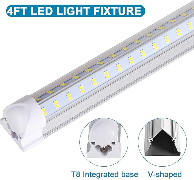 4FT LED Shop Light, 25 Pack, 60W 6000K 9500LM Clear White, Linkable Integrated - Image 4