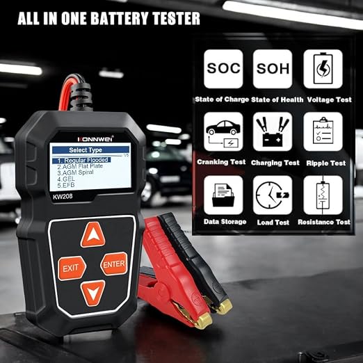 KONNWEI KW208 Car Battery Tester 12V. 100-2000 CCA Load Tester. Automotive - Image 3