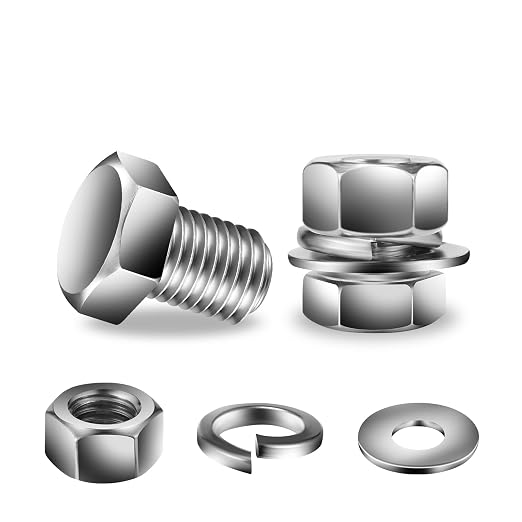 3/8-16 x 5/8" Hex Head Screw Bolt, Flat & Lock Washers, Fully Threaded by SGTZH