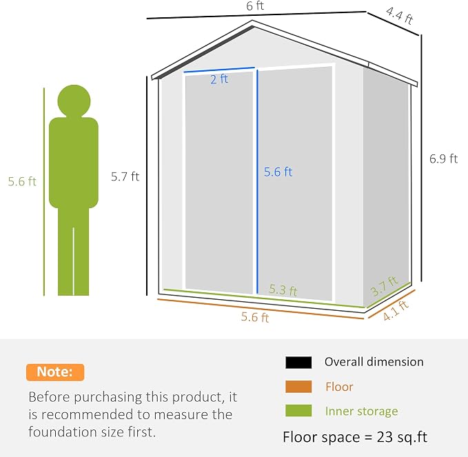 Outsunny 6' x 4.5' Outdoor Storage Shed, Plastic Shed - Image 7