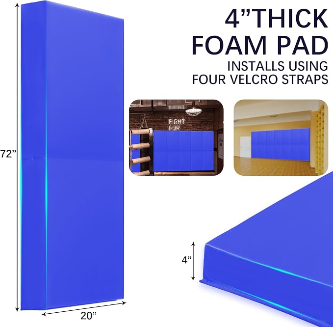 PROGOAL 60"/72" High Gym Wall Padding 2"/4" Thick Foam Basketball Court Wall - Image 5
