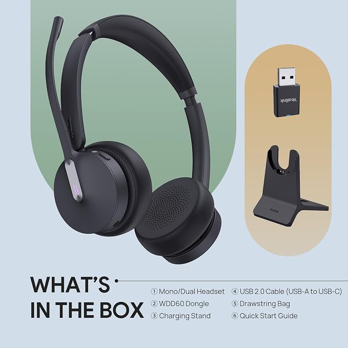 Yealink WH64 Hybrid DECT& Bluetooth Wireless Headset, 492ft Range Mono Teams UC - Image 9