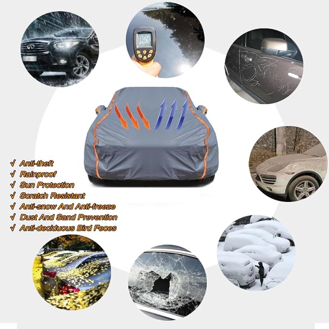 KEYOOG Universal Waterproof Heavy Weight Full Car Covers, Fit Sedan, All Weather - Image 5
