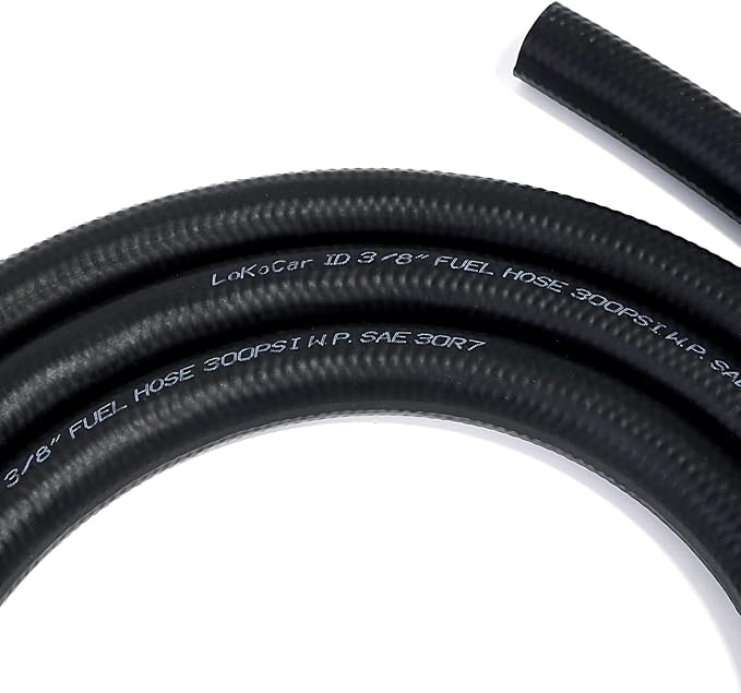 LokoCar Rubber Fuel Hose Line Push Lock 3/8" ID SAE 30R7 NBR 10ft 300PSI Black - Image 2