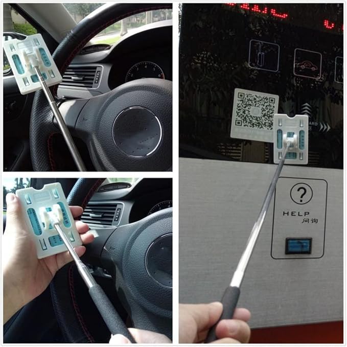 VICASKY Telescopic Rod Card Holder Reacher, Vehicle Parking Toll Swiping Stick - Image 2