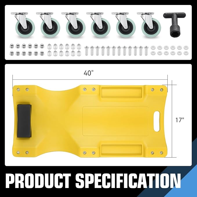 DNA MOTORING 40" L X 19" W Vehicle Repair Low Profile Plastic Rolling Garage - Image 2