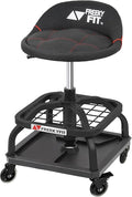 Rolling Shop Stool with Wheels, Garage Work Mechanic Stool with Backrest by FreekyFit