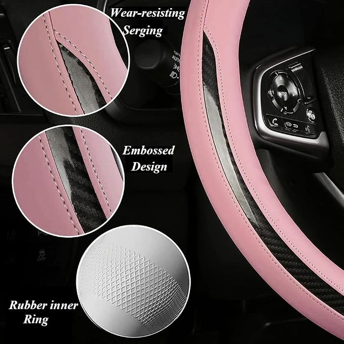 New Leather Car Steering Wheel Cover, Non-Slip Car Wheel Cover Protector - Image 5