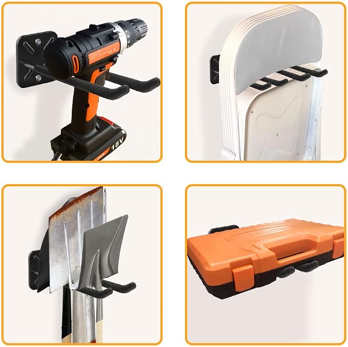 2PCS Heavy Duty Steel Hooks, Garage Hanger Storage Tool Organizer Rack - Image 8