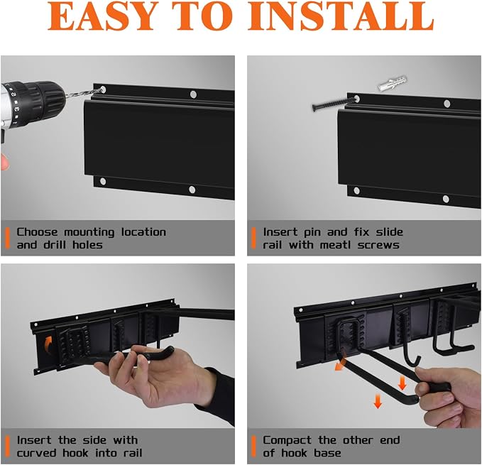64 Inches Garage Tool Organizer Wall Mount, Yard Tool Hangers - Image 6