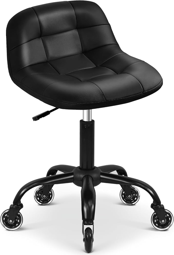 Rolling Stool with Wheels, Garage Shop Stool with Backrest, Roller Seat with by FreekyFit