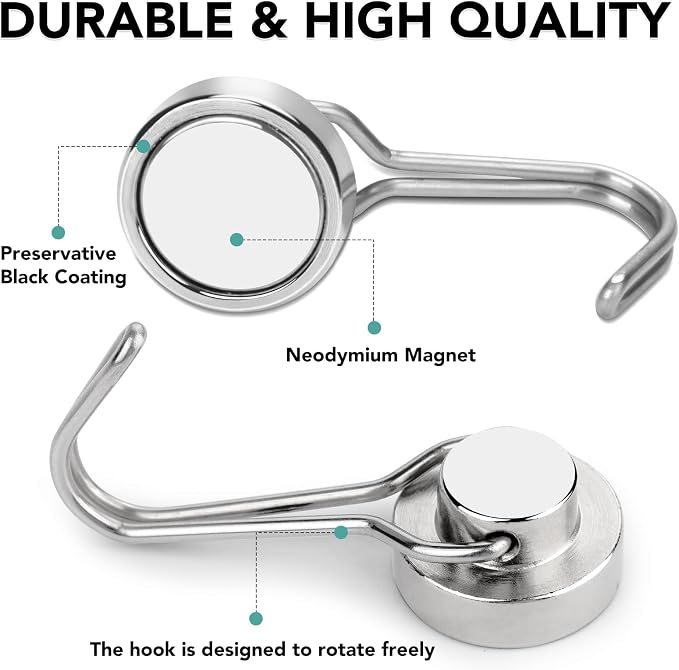 MIKEDE Magnetic Hooks, 40LB Neodymium Magnet Hooks Heavy Duty, Strong Magnetic - Image 5