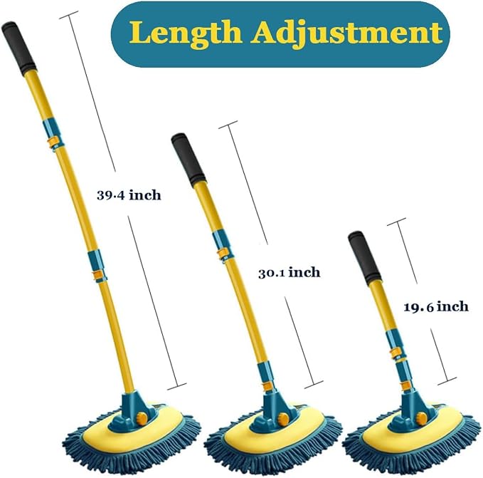 Car Wash Brush with Long Handle, Car Wash Mop Mitt with 2 Replacement Head - Image 4