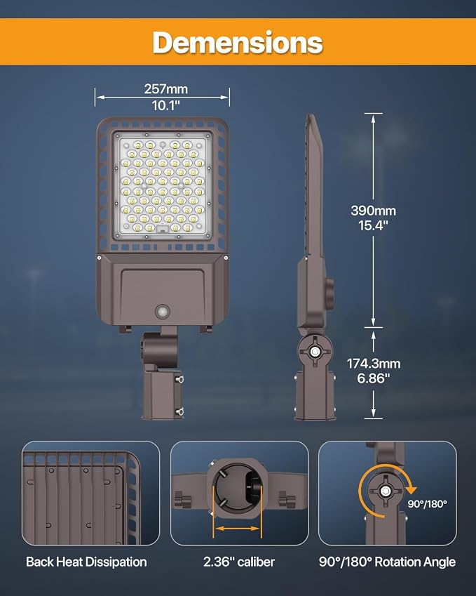 Parking Lot Light 200W 30, 000LM Slip Fitter Led Street Pole Light - Image 6