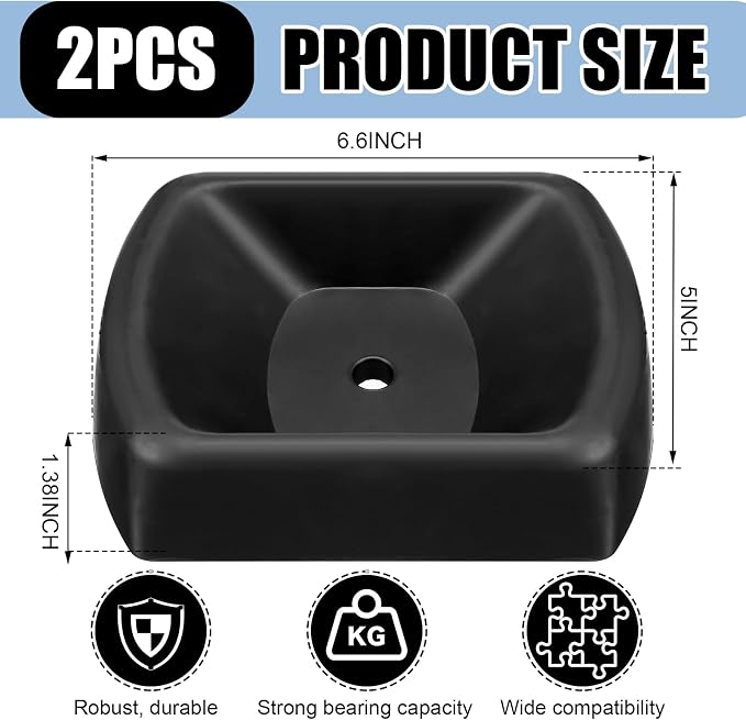 2 Pcs Jack Wheel Chock Rubber Caster Trailer Dock Heavy Duty 6 Inch Stabilizer - Image 2