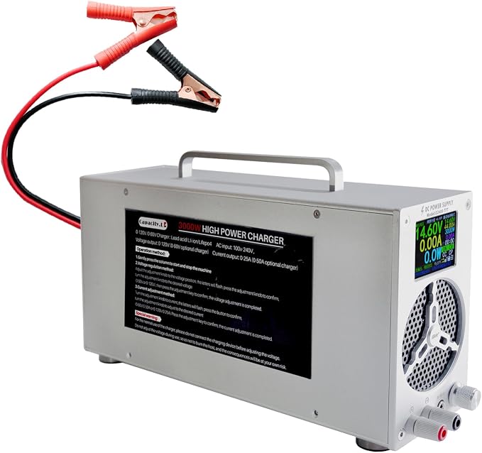 High Power Battery Charger, Upgraded Design LifePO4 Battery Charger, One Click by Capacity.Li