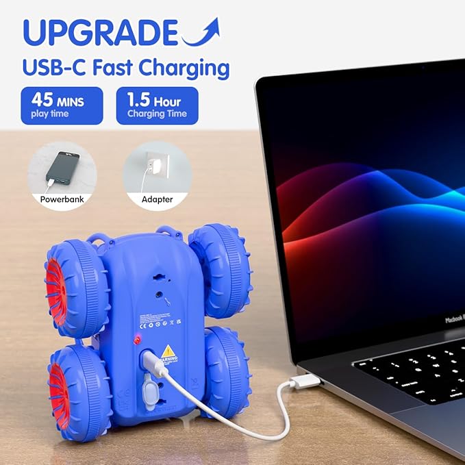 Remote Control Car, Fast Direct Charging RC Cars Amphibious 360° Rotating LED - Image 2
