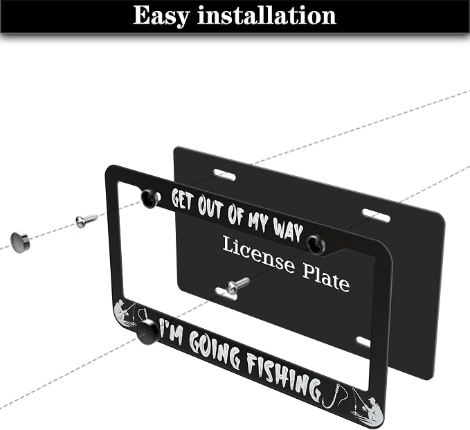 Car License Plate Frame Black and White License Plate Frames Get Out of My Way - Image 7