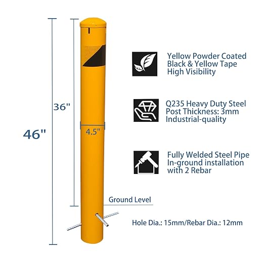 46" High Pour in Place Steel Bollard Post - Image 4