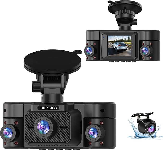 Dash Cam Front and Rear, 360 Dgree View 4 Channel Dash Camera by HUPEJOS