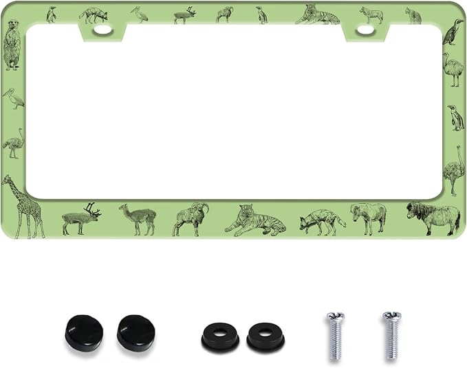 Personalized License Plate Frame Animals Stainless Steel Accessory Wolf Deer by Invincibleframe