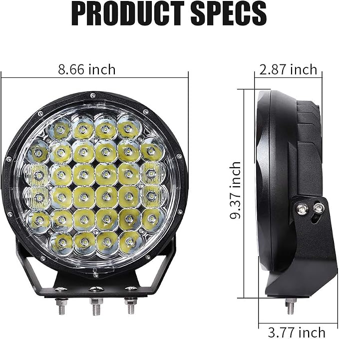 EXZEIT 9 Inch LED Round Driving Lights, 128W 20480 Lumens Offroad Fog Lights - Image 3