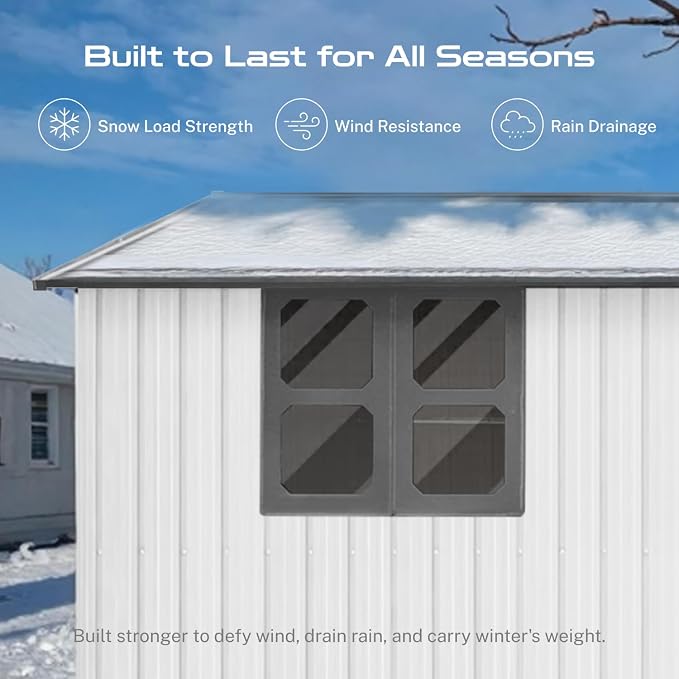 12 x 10 FT Outdoor Storage Shed, Metal Garden Tool Shed - Image 6