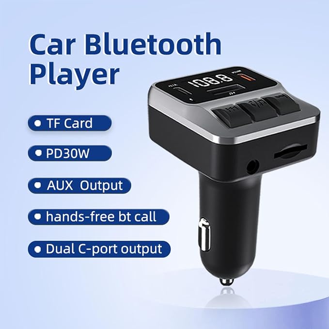 Car Bluetooth 5.3 FM Transmitter，with Dual PD 30W Type-C Car Fast Charging and - Image 4