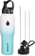 SENDESTAR Water Bottle 32oz, 2 Lids, Wide Mouth Stainless Steel Vacuum by Sendestar