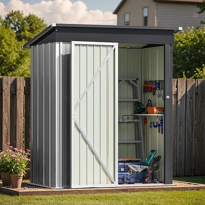 Greesum 5×3 FT Outdoor Storage Shed, Metal Storaged Sheds Without Floor by BuynowfromGreesum