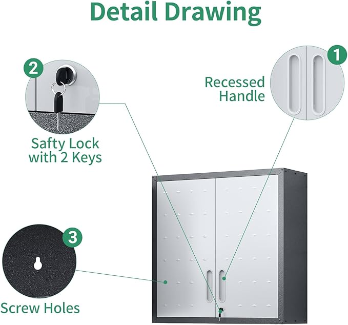 Metal Tool Cabinet, Garage Storage Cabinet System, Wall Cabinet & Locking - Image 5