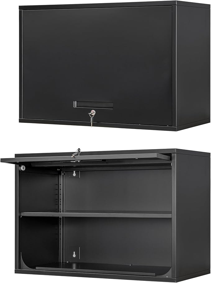 Metal Wall Cabinet with Locking Door and Shelf, Hanging Garage Cabinets with by Anxxsu