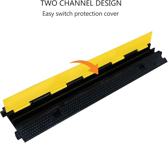4 Pack Rubber Cable Ramp Hose Cable Protector Ramp 2 Channel 22000Lbs Load - Image 6
