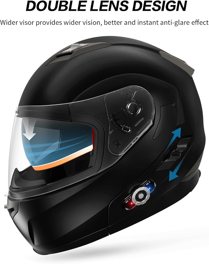 Motorcycle Helmet Bluetooth 5.0 Integrated New EPS FreedConn BM2-S Modular Flip - Image 5