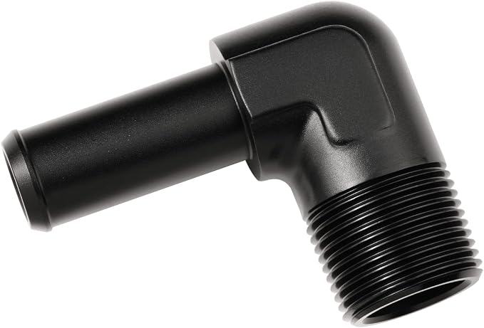 3/4 NPT Male to 3/4" Hose Barb Fitting Adapter 90 Degree Elbow Aluminum Black by Podavelle