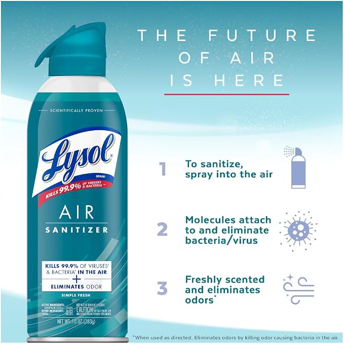 Lysol Air Sanitizer Spray, For Air Sanitization and Odor Elimination, Simple - Image 6