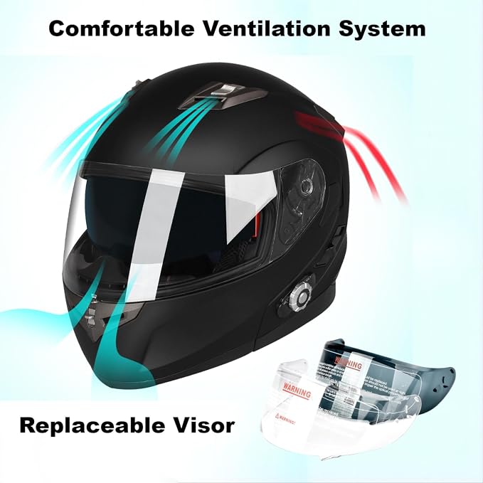 FreedConn BM2-S Bluetooth Motorcycle Helmet, Flip-Up Modular Motorbike Helmet - Image 4