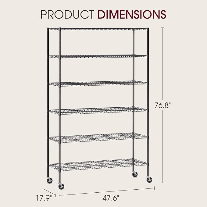 BestOffice 18x48x77 Storage Shelves Commercial Heavy Duty Metal Shelves Garage - Image 3