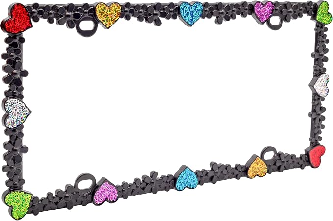 Creathome 3D Shining Daisy Heart License Plate Frame from Pure Zinc Alloy Metal - Image 4