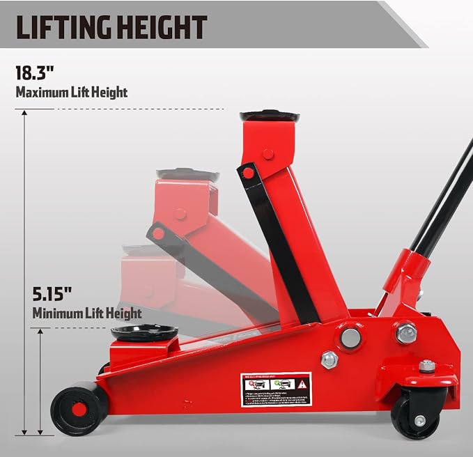 Floor Jack 3 Ton Capacity Fast Lift Service Jack Steel Heavy Duty Hydraulic Car - Image 3
