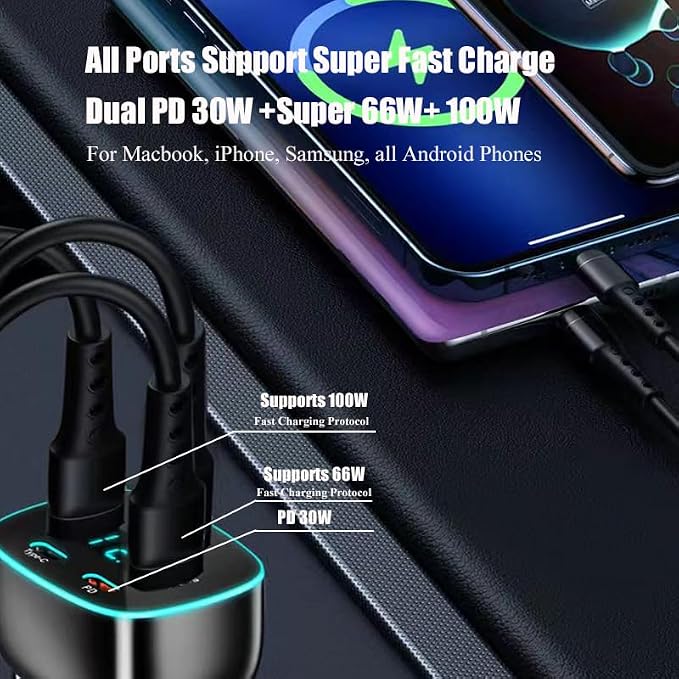 5 Port USB C Car Phone Charger - Image 3