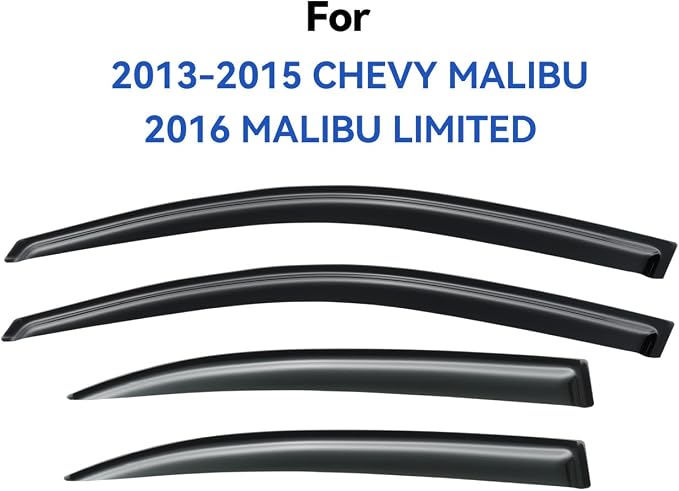 Window Visors Rain Guards for 2013 2014 2015 13 14 15 Chevy Malibu, Out-Channel - Image 2