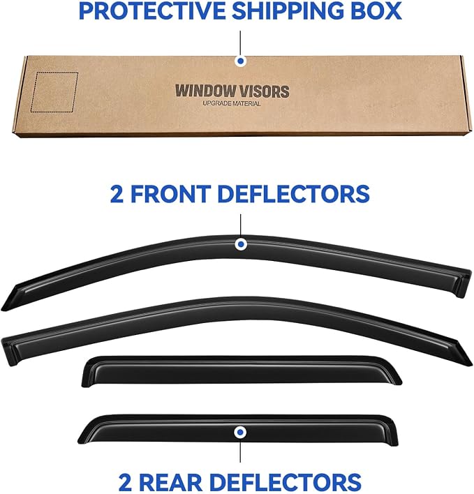 Window Visors Rain Guards for 2002-2009 Chevy Trailblazer, Out-Channel Window - Image 5