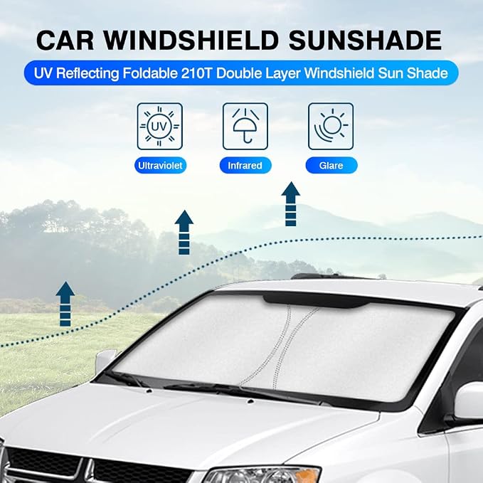 KUST Windshield Sun Shade for Dodge Caravan Mini Van 2008-2020 Window Sunshade - Image 2