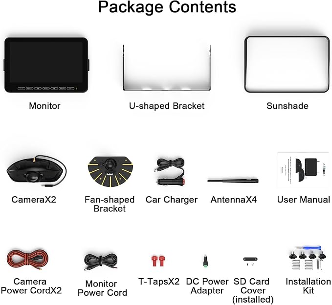 Fookoo 1080P 10" Wireless RV Backup Camera System - Image 9