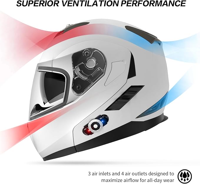 Motorcycle Helmet Bluetooth 5.0 Integrated New EPS FreedConn BM2-S Modular Flip - Image 4