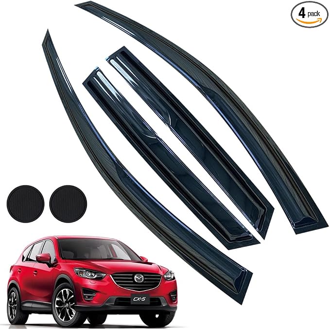 Rain Guards for Mazda CX-5 2013-2016, Tape-on Side Window Deflectors for Mazda by LETINGFAR