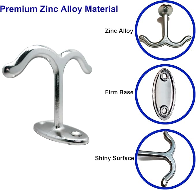 10 Pcs Zinc Alloy Ceiling Double Hook Cabinet Wardrobe Coat Towel Hat Hook - Image 3