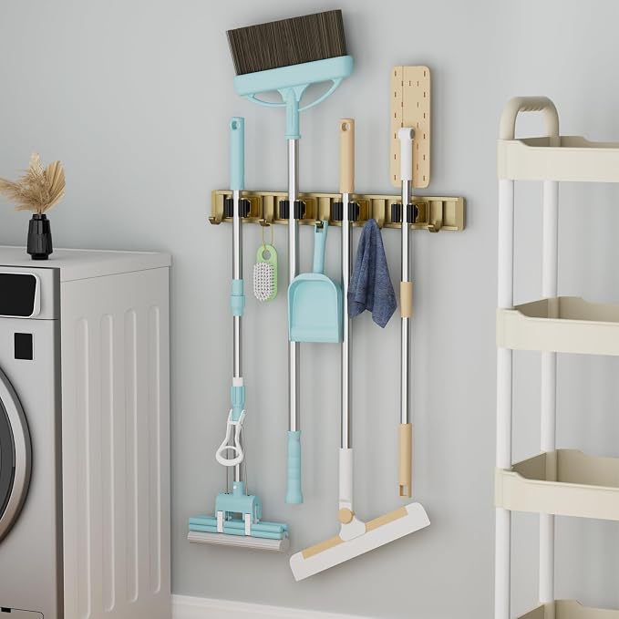 Broom Holder Wall Mount Mop and Broom Hanger Wall Mounted Garage Storage Rack - Image 5