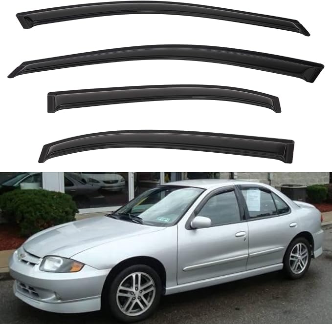 4pcs Front+Rear Smoke Tint Sun/Rain Guard Outside Mount Tape-On Vent Window by LQQDP